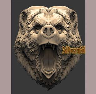 bear head STL model, CNC router engraver, artcam, aspire, cnc files, wood, art, wall decor, CNC