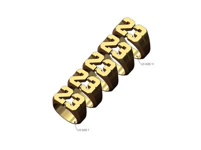 Number 23 NBA signet ring US sizes 7to11 3D print model
