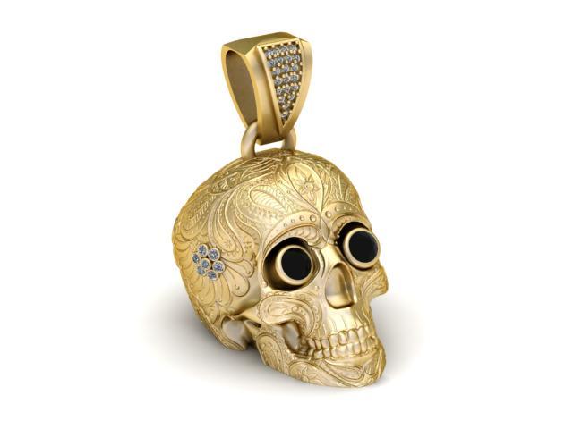 SKULL HEAD BLACK CRYSTAL PENDANT 3D PRINTABLE MODEL
