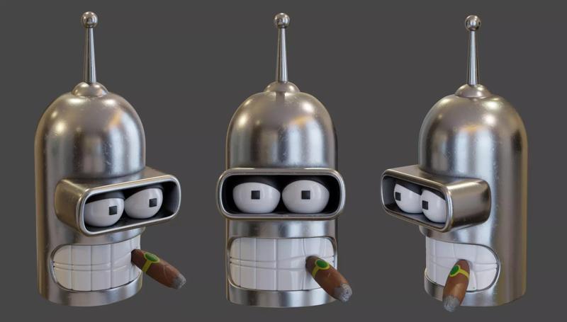 Futurama Benders head with a cigar