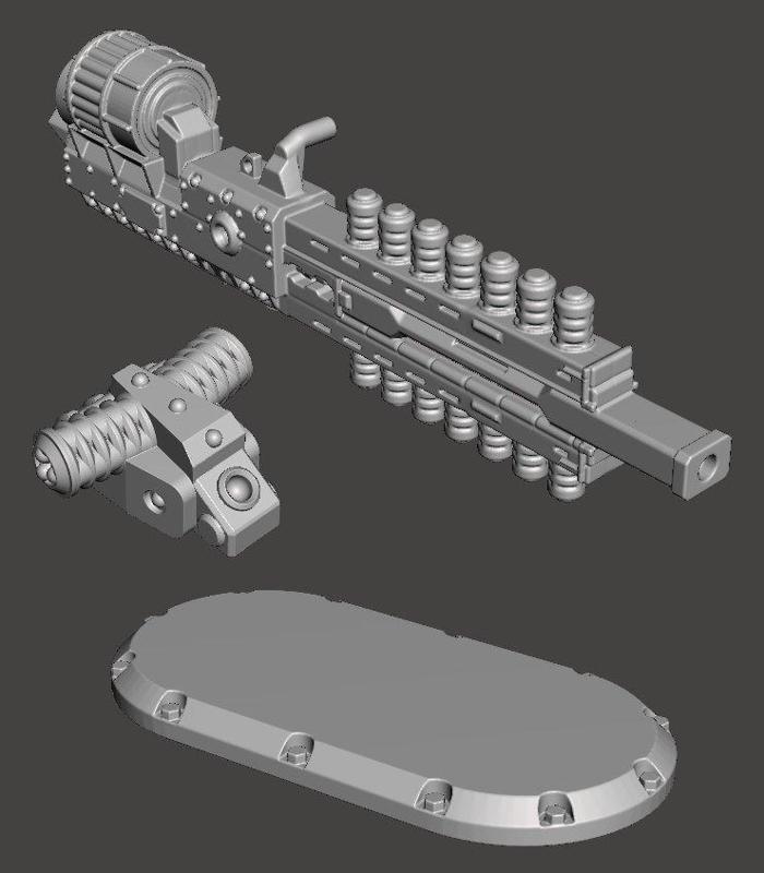 Dust War - Infantry Railgun Gun \ Backpack \ Flat 30x60mm Base