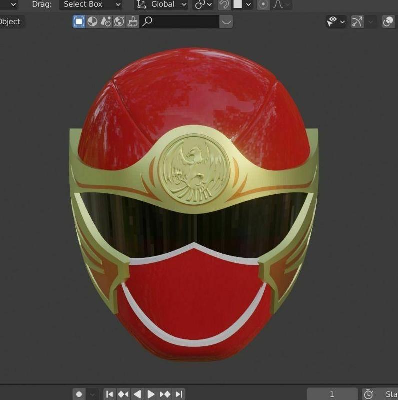 Ninpu Sentai Hurricanger Hurricane red cosplay helmet 3D printable STL file