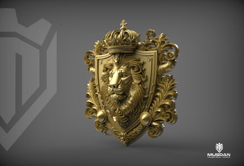 Royal Lion Crest Ornate 3D Wall Sculpture Printable STL