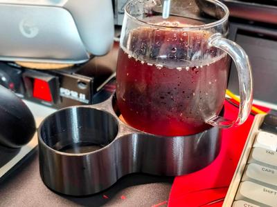 Dual Drink Holder – Desk Tray for Cans & Mugs