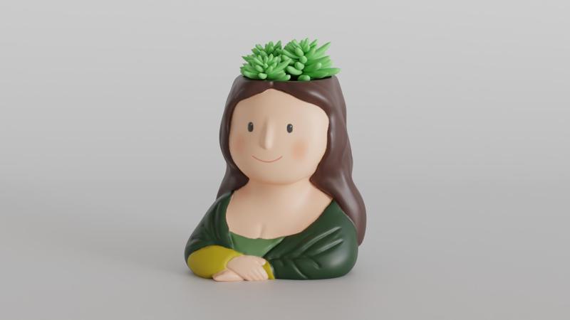 Monalisa Inspired Succulent Planter - Digital STL File for 3D Printing, Whimsical Home Decor, Cute Art Planter Design, DIY Printable Gift