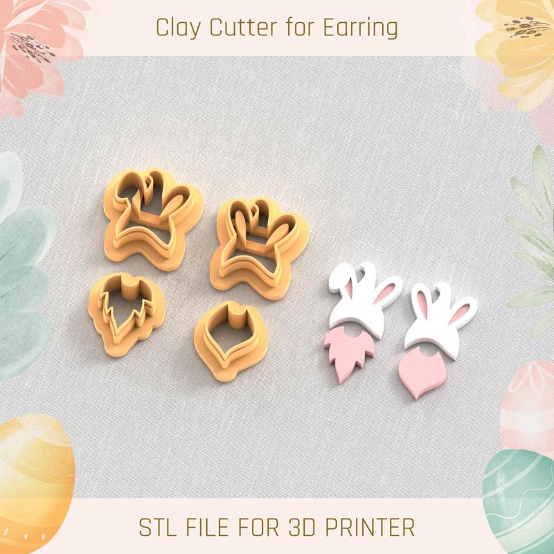 Easter Gnome with Baeard Pack EASTER POLYMER CLAY CUTTER