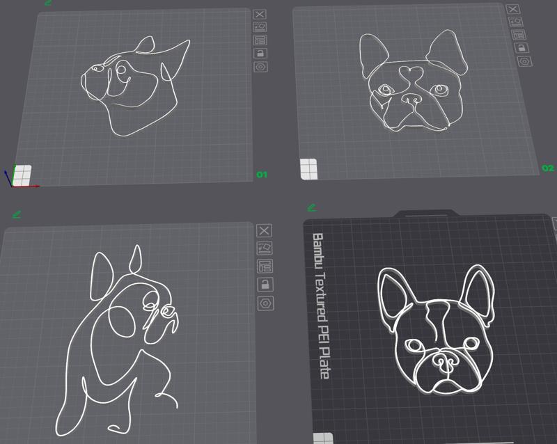 Minimalist single line French bulldog art