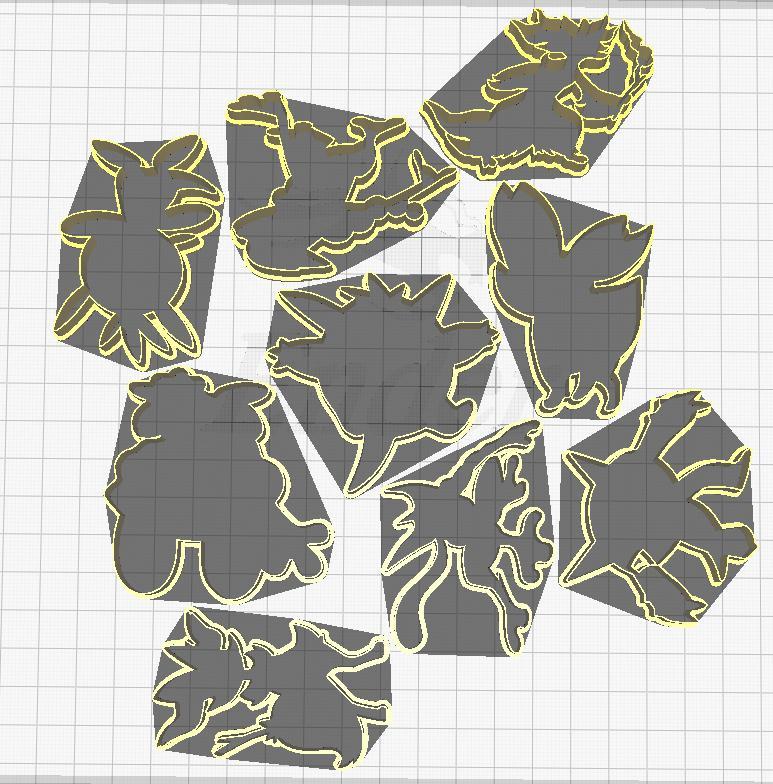 Pokemon Cookie Cutters Starters and Evolutions Gen6