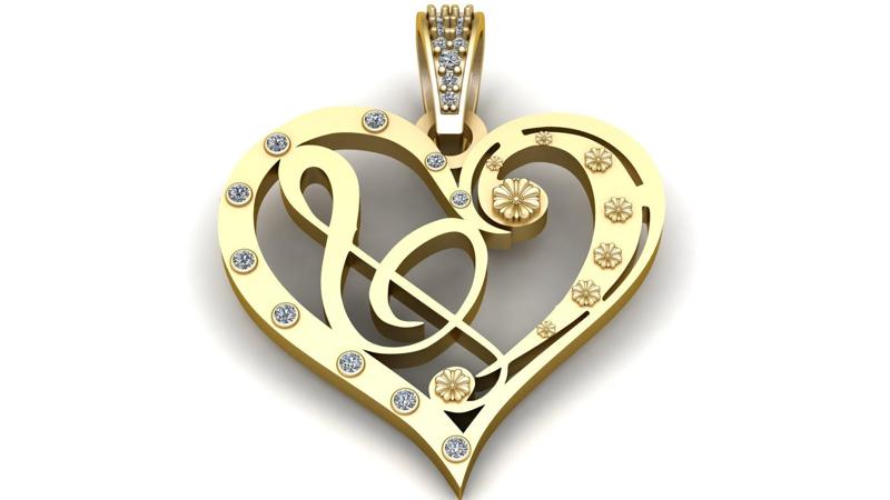 stylish heart PANDANT 3D PRINTABLE MODAL