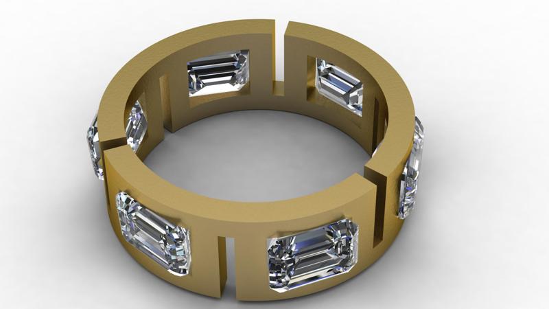 Mens Emerald ring PANDANT 3D PRINTABLE MODAL