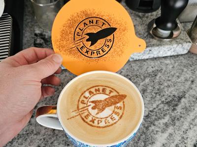 Perfect Futurama Planet Express Latte Art Stencil
