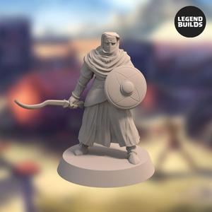 Night s Cult Soldier with Sword and Shield - Pose 2 - Miniature - STL file