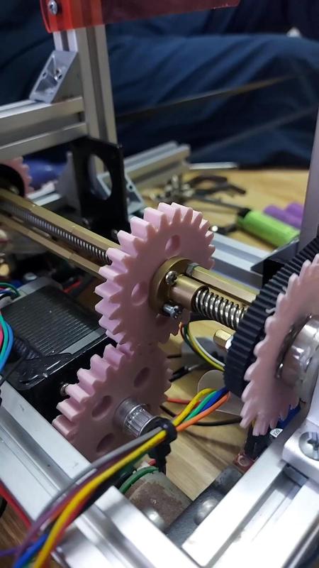 Gear power transmission system for stepper motor (1:1 ratio)