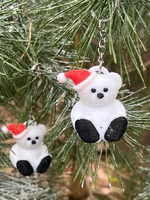 Beautiful teddy bear, Santa Claus keychain, Christmas tree bauble   