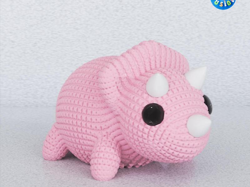 Cute Knitted Mini Triceratops Dinosaur