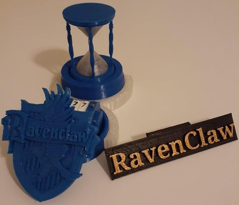 Harry Potter & the Philosopher’s Stone Board Game – Prototype – Ravenclaw House Points Hourglass & Base, House Points Counter & Base, Joiner, House Crest & House Placard 