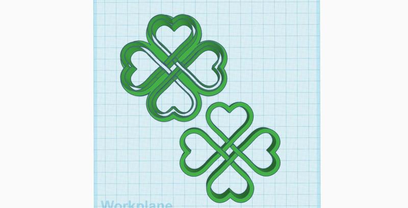 Love and Luck Symbol, celtic knot, intertwined hearts, Shamrocks, clover with four leaves cutter, St. Patricks Day stamp, Cookie cutter, Polymer Clay Cutter, earrings