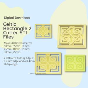 Celtic Rectangle 2 Knot Clay Cutter - STL Digital File Download- 8 sizes and 2 Cutter Versions