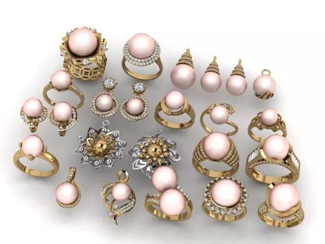 Model of a Pearl and Diamond Women Ring