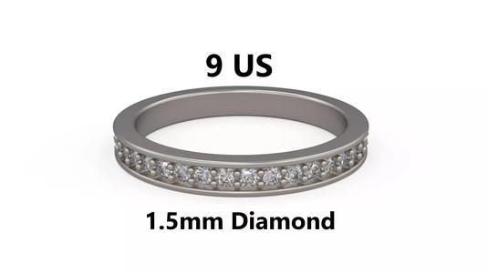 Model 1230 Eternity Band Ring 9 US Size 1point5mm Diamond