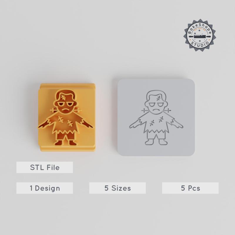 Horror Creature Stamp Tile Collection, 5 Motif Sizes for Clay & Cookies, Perfect Halloween Monster Décor