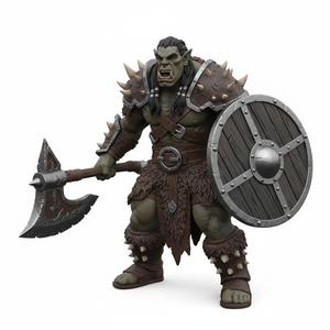 Furious Half-Orc Berserker Miniature - Tabletop RPG Fantasy Warrior 3D Print Model