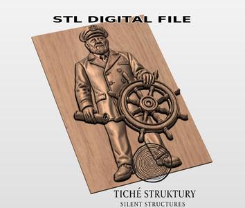 Ship Captain – Nautical Bas Relief – 3D STL Model