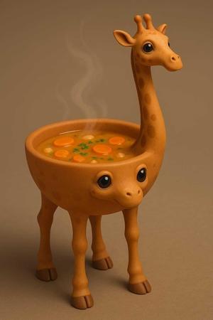 Giraffe Soup Bowl Creature – STL 3D Model