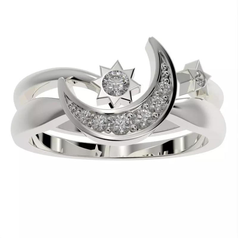 Moon and Stars diamond ring