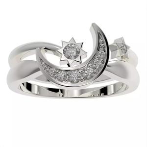 Moon and Stars diamond ring