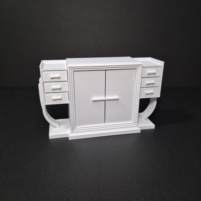 Art Deco Drinks Cabinet with working doors and drawers - Miniature Furniture 1/12 scale