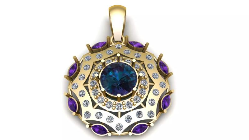 BLUE SAPPHIRE AND TOPAZ PENDANT 3D PRINTABLE MODEL