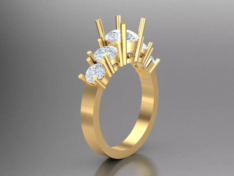 Modern East Wes Halo Solitaire Diamond Wedding Band 1WR42