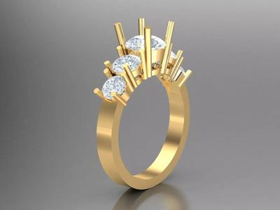 Modern East Wes Halo Solitaire Diamond Wedding Band 1WR42