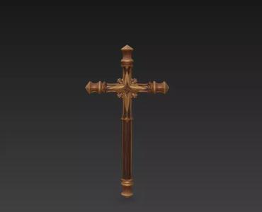 Wooden Cross Sculpture - Detailed Christian Religious Symbol