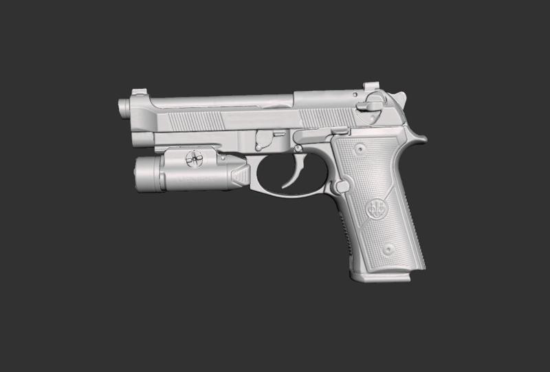 Beretta M9A4 Olight PL3 Valkyrie Real Size 3d Scan Gun Mold