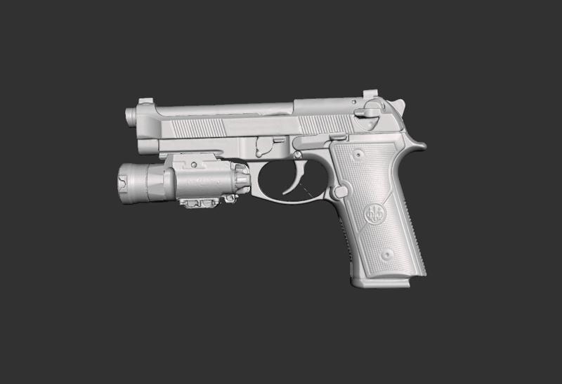 Beretta M9A4 Surefire XH35 Real Size 3d Scan Gun Mold