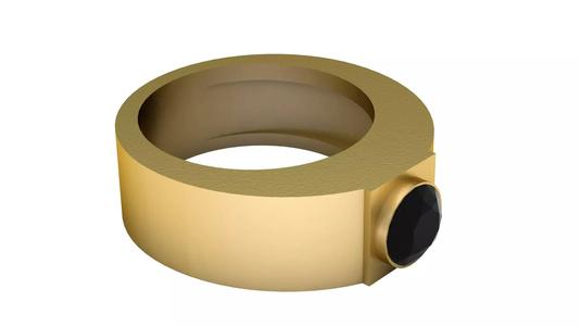 SIMPLE GOLDEN BLACK CRYSTAL RING 3D PRINTABLE MODEL