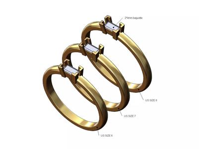 Solitaire baguette diamond band