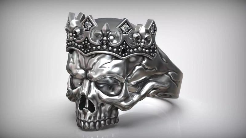 Skull Head Queen Tiara Diamond Ring