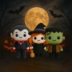Kawaii Halloween 3D Pack - Vampire 🧛‍♂️, Witch 🧙‍♀️ and Frankenstein 🧟‍♂️ super adorable