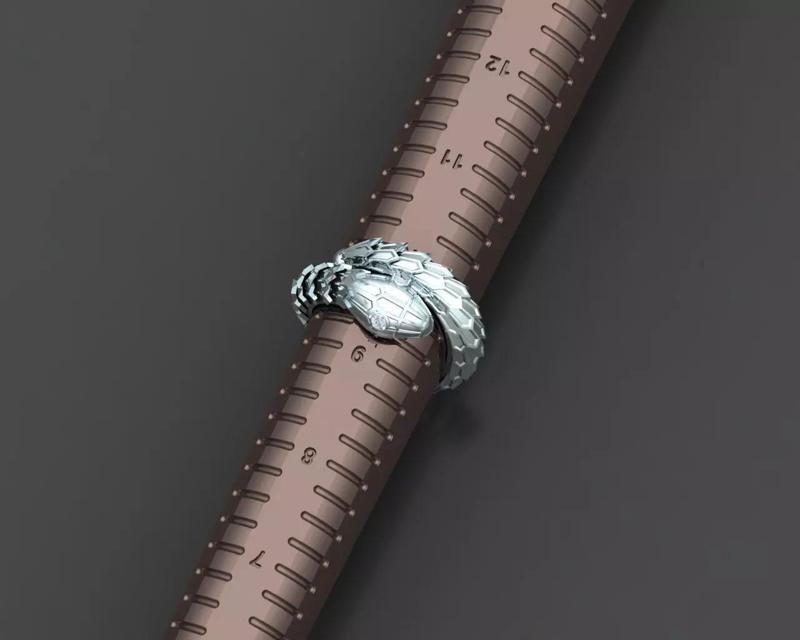 Serpenty snake ring  5 Size  flexed 3D print model