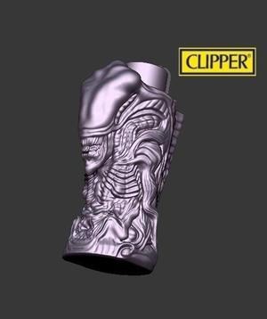 CLIPPER ALIEN QUEEN LIGHTER CASE - H.R.GIGER FANART