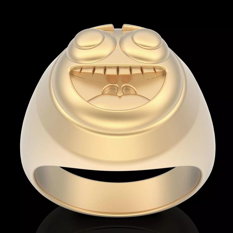 Emoji face comic ring silver gold jewwelry 3D printable model