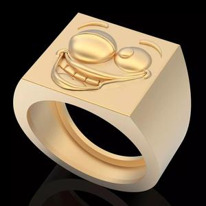 Emoji face comic ring gold silver  jewelry 3D printable model