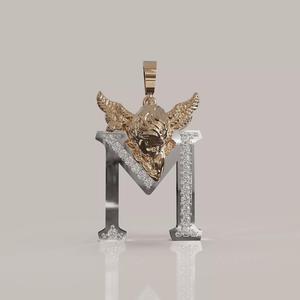 Angel Letter M 3D Model for Jewelry Design Printable Model