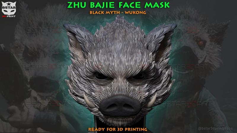 Zhu Bajie Head Decor - Wearable Mask - Black Myth Wukong Cosplay