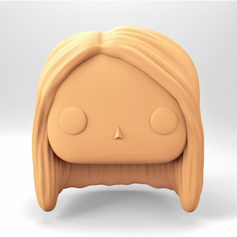 A female head in a POP style.  Long straight hair. WH_1-1