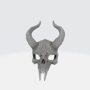 Grim Reaper Skull Mask with Horns | 3D Printable Decorative Fantasy Mask | Gothic Demon Skull STL