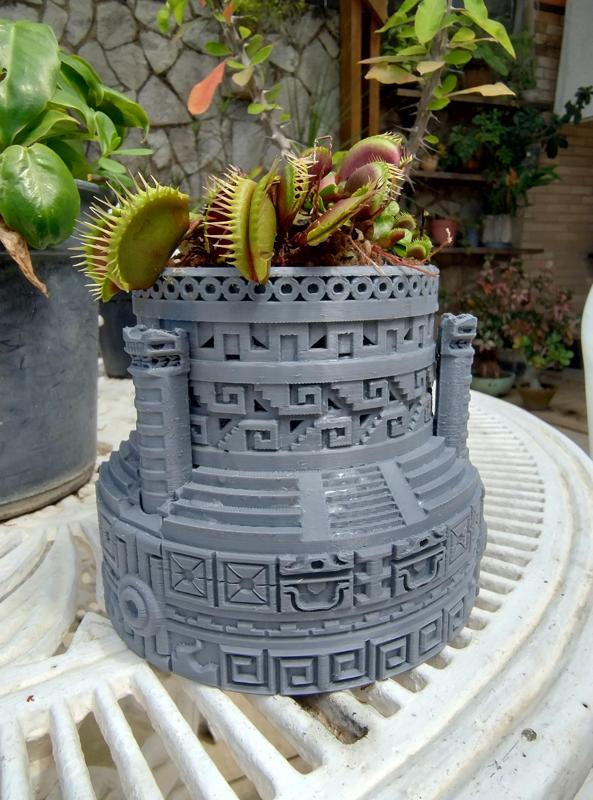 Self Watering Vase Mayan Design